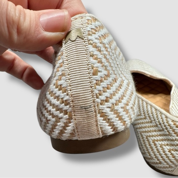 Birdies Heron Woven Loafers Size 7 Chevron Chai White Tan Closed Toe - Picture 6 of 12